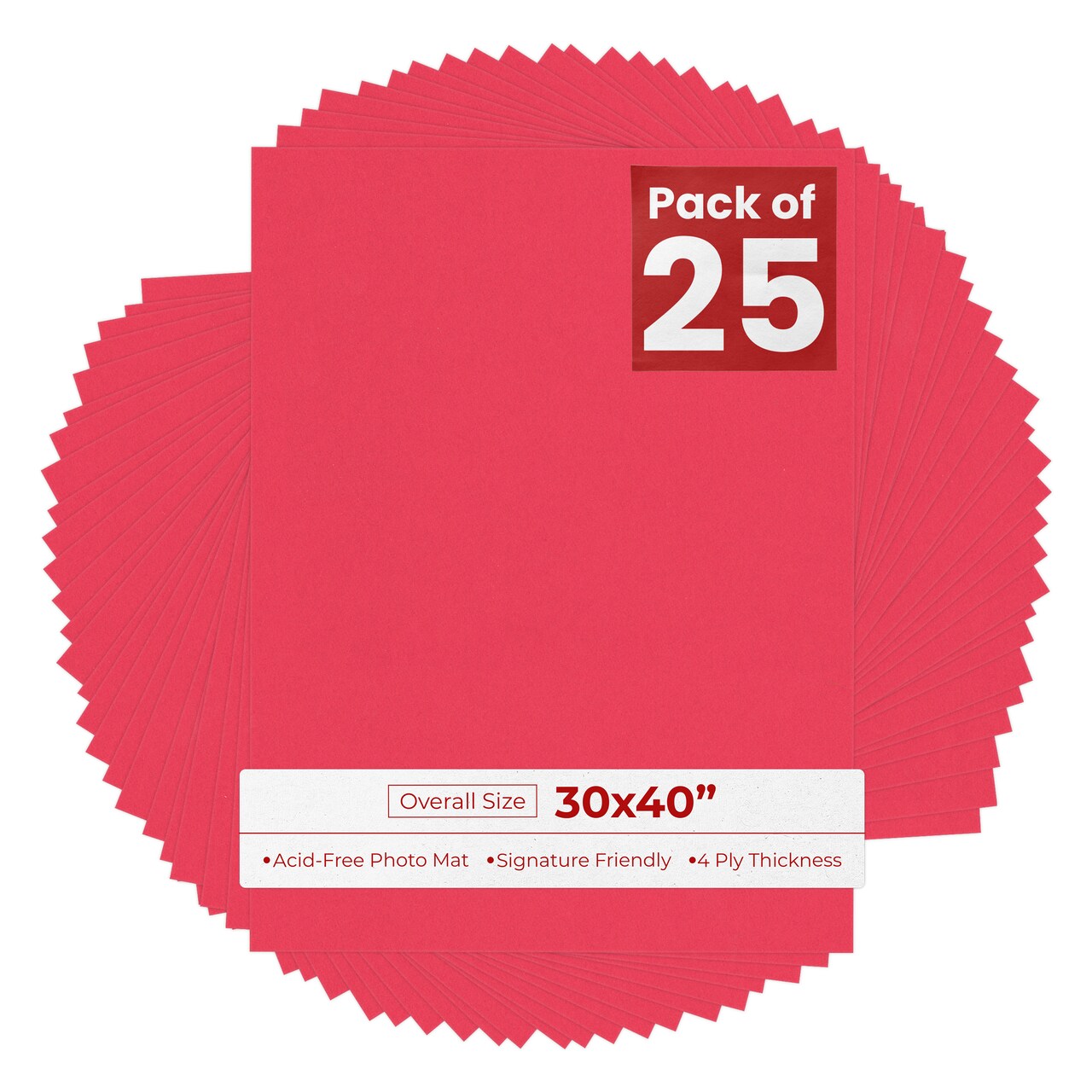 Cardinal Red 30x40 Uncut Mat Board - Blank Sheets, No Opening